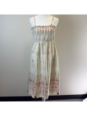 Motherhood Maternity Tie Dye Maxi Dress Pink/White Smocked Medium Cottagecore